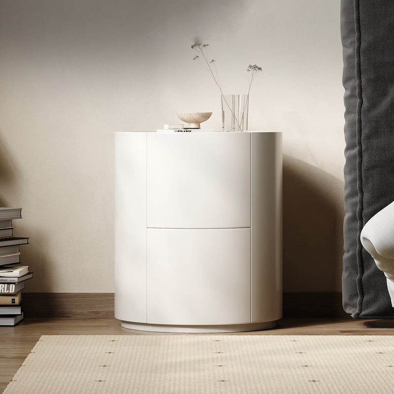 Modern White Round Nightstand | Minimalist Storage Solution