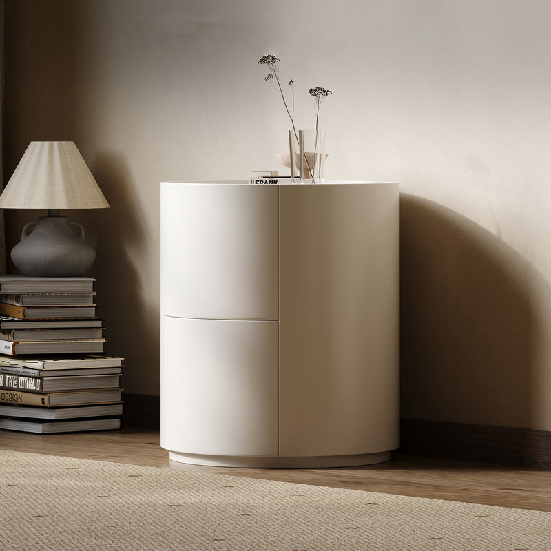 Modern White Round Nightstand | Minimalist Storage Solution