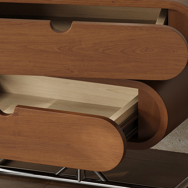 Sleek Curved Walnut Nightstand | Elegance & Functionality