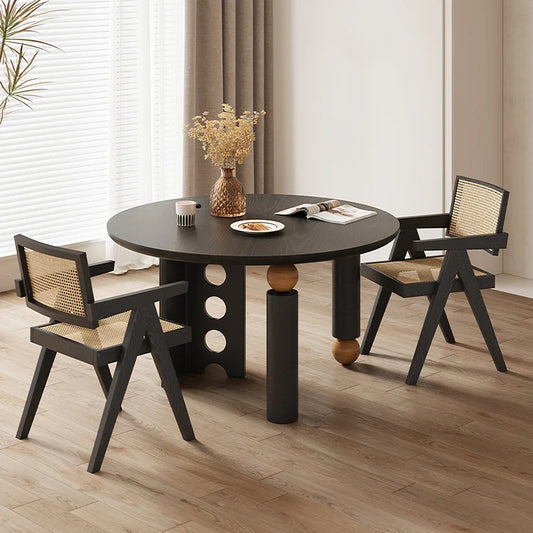 Contemporary Round Dining Table with Artistic Geometric Base | Modern Elegance for Stylish Interiors