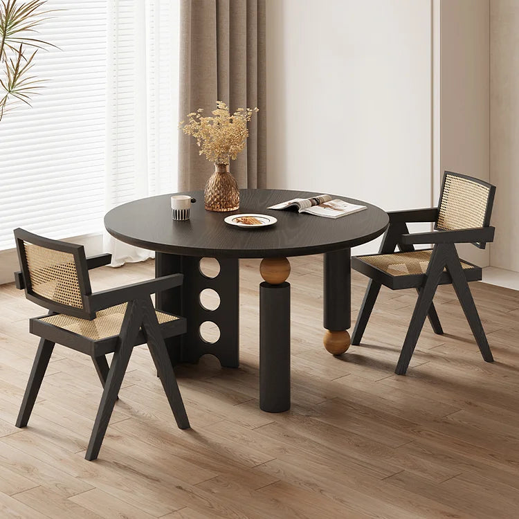 Contemporary Round Dining Table with Artistic Geometric Base | Modern Elegance for Stylish Interiors