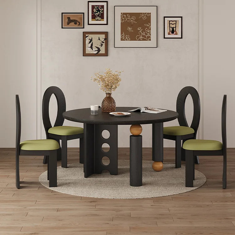 Contemporary Round Dining Table with Artistic Geometric Base | Modern Elegance for Stylish Interiors