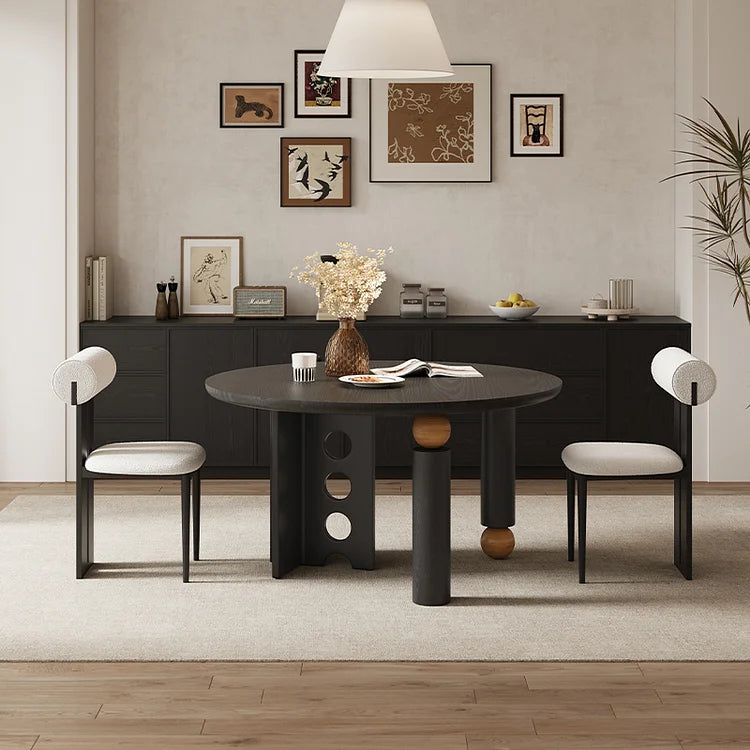 Contemporary Round Dining Table with Artistic Geometric Base | Modern Elegance for Stylish Interiors