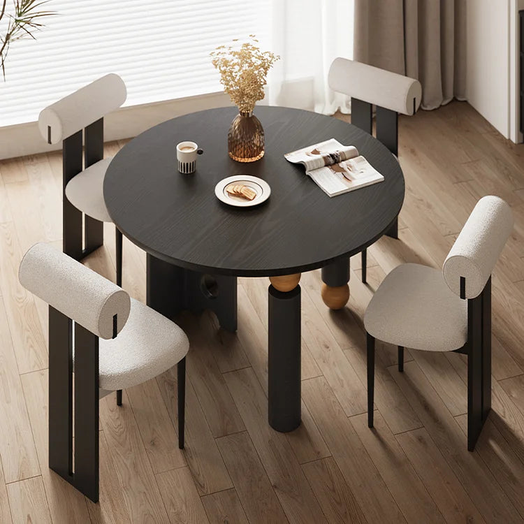 Contemporary Round Dining Table with Artistic Geometric Base | Modern Elegance for Stylish Interiors