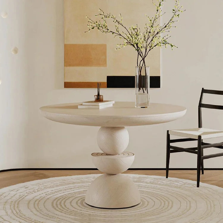 Sculptural Round Dining Table with Stacked Base | Organic Elegance for Modern Interiors