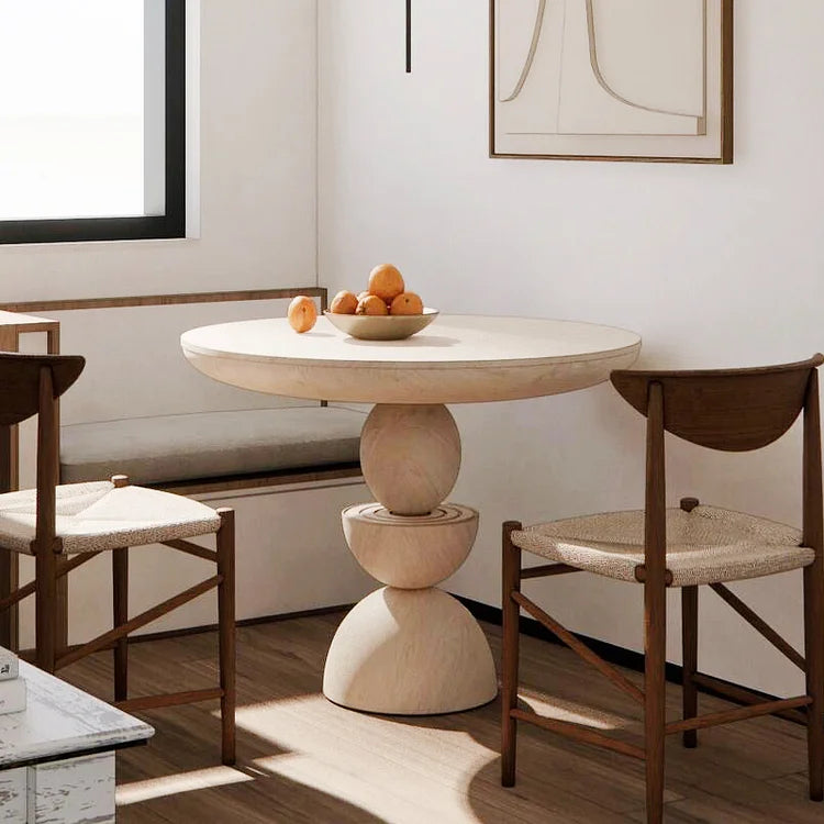 Sculptural Round Dining Table with Stacked Base | Organic Elegance for Modern Interiors