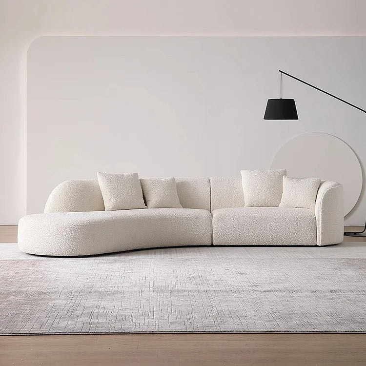 Modern Curved White Bouclé Sofa | Elegant Design for Contemporary Living