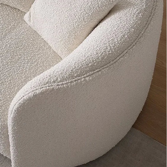 Modern Curved White Bouclé Sofa | Elegant Design for Contemporary Living