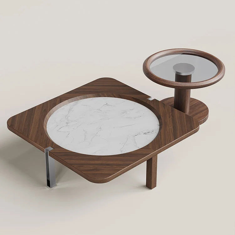 Modern Nested Coffee Table Set | Wood, Marble, and Glass for Functional Elegance