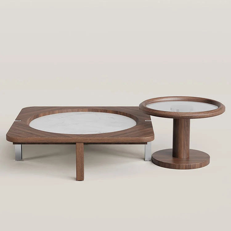 Modern Nested Coffee Table Set | Wood, Marble, and Glass for Functional Elegance