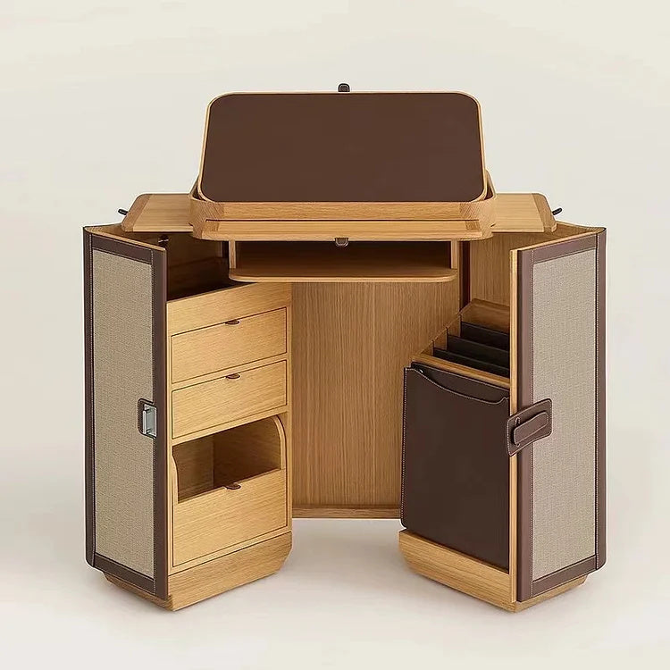 Compact Folding Desk & Storage Cabinet | Functional Elegance for Modern Spaces