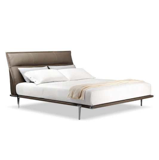 Modern Leather Upholstered Bed with Sleek Metal Legs | Luxurious Comfort for Contemporary Bedrooms